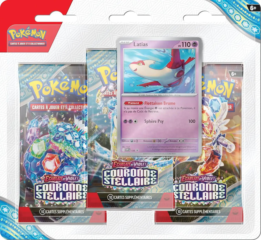JCC Pokémon : Blister de 3 boosters Latias Écarlate et Violet – Couronne Stellaire (3 boosters et 1 Carte Promo Brillante) - Pikadi Collect