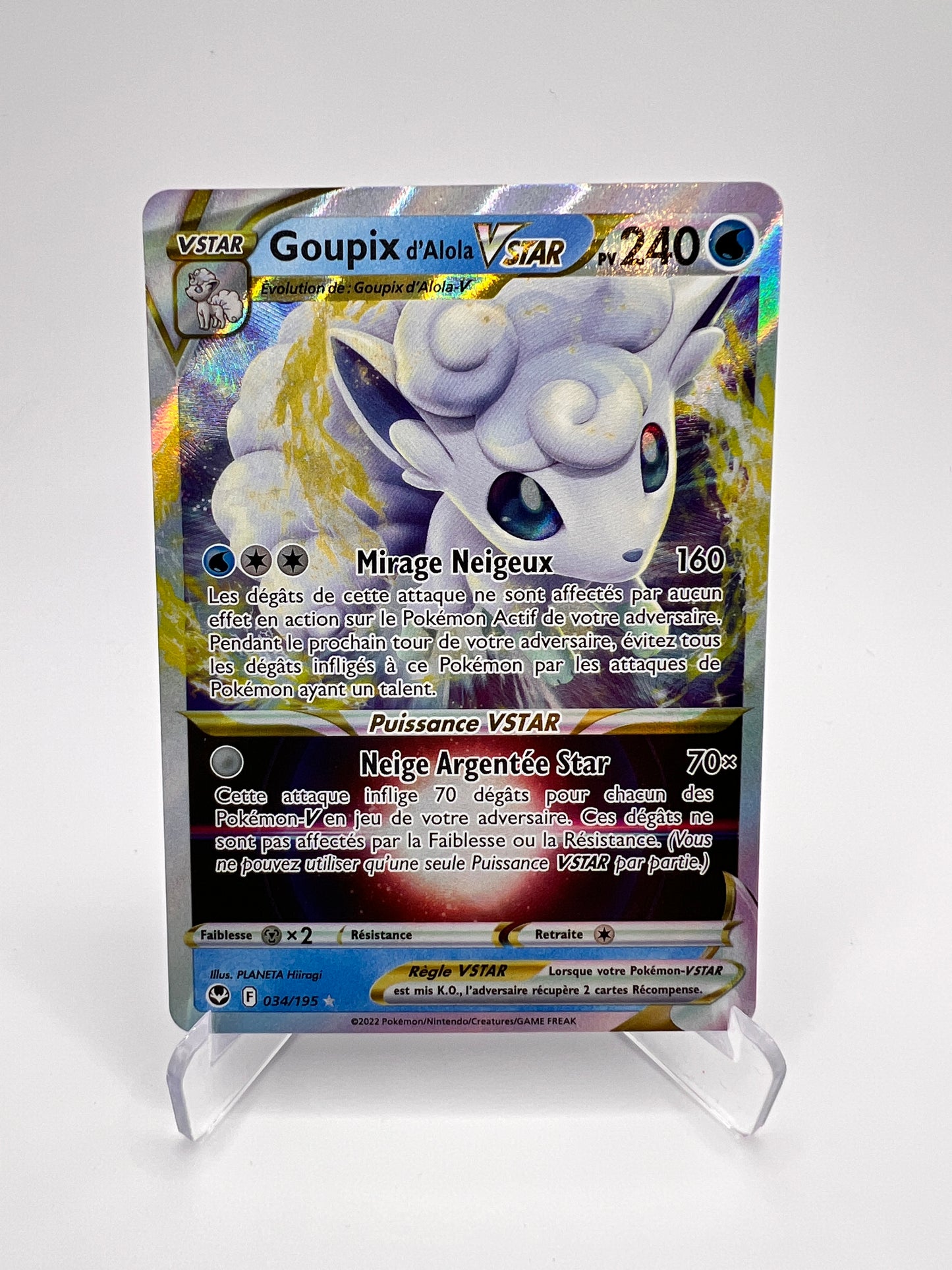 Goupix D'Alola VSTAR 034/195 - Tempete Argentee – Tempete Argentee – Carte Pokémon Holo Rare Vstar