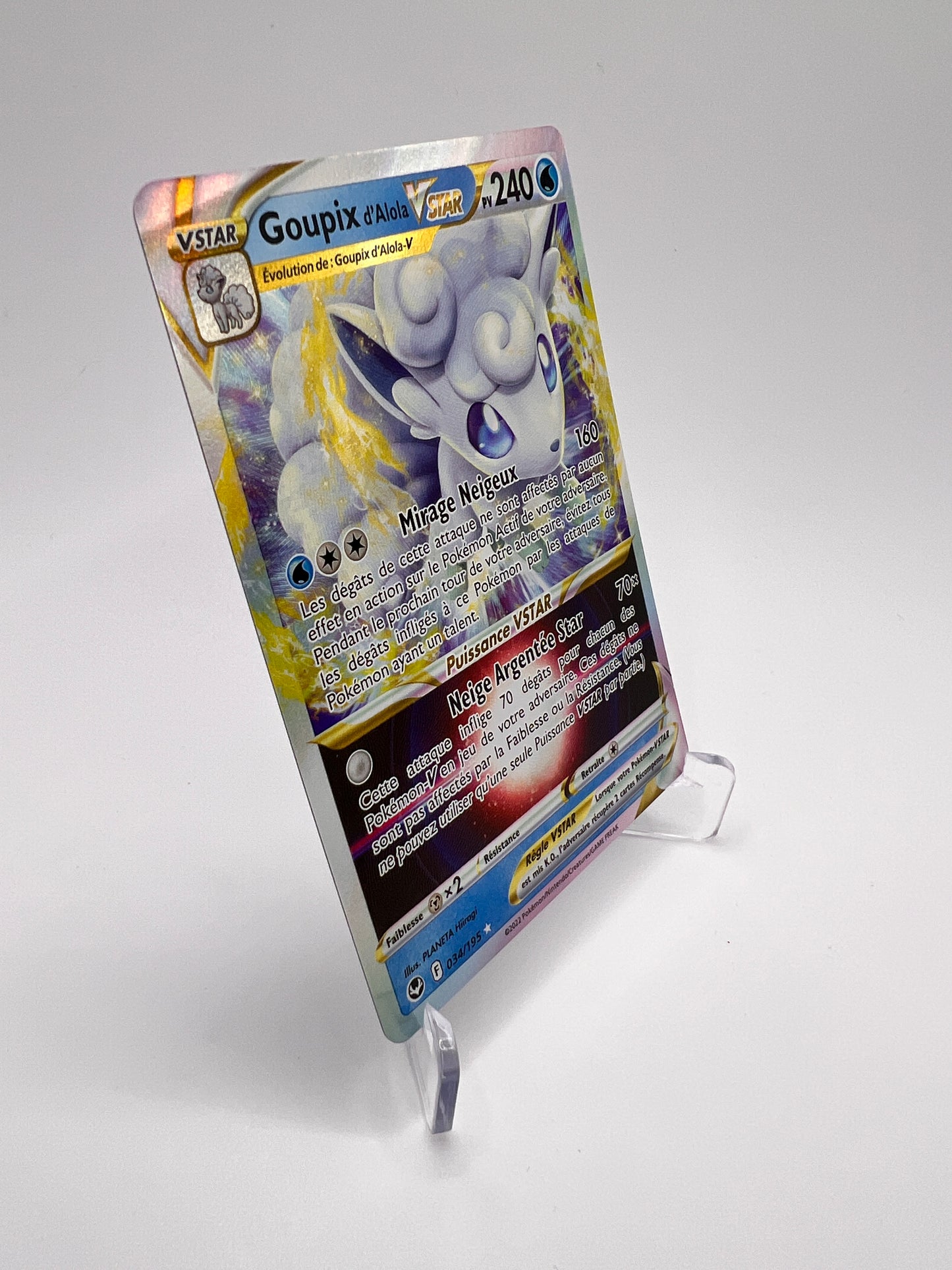 Goupix D'Alola VSTAR 034/195 - Tempete Argentee – Tempete Argentee – Carte Pokémon Holo Rare Vstar
