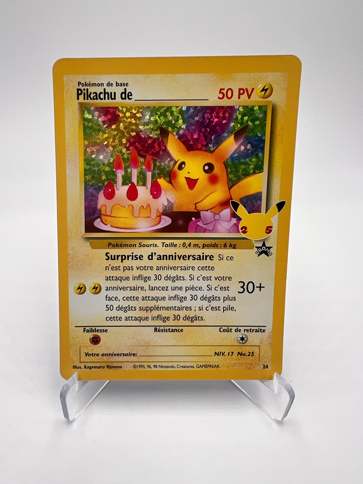 Pikachu de ______ 24 – Promo Anniversaire – NM – Carte Pokémon