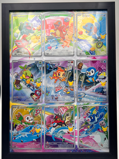 Starter Pokémon First Partner – Set Complet 9 Cartes Promo Illustration Rare – Kanto Sinnoh Alola – Encadré Noir ou Blanc – NM – Carte Pokémon