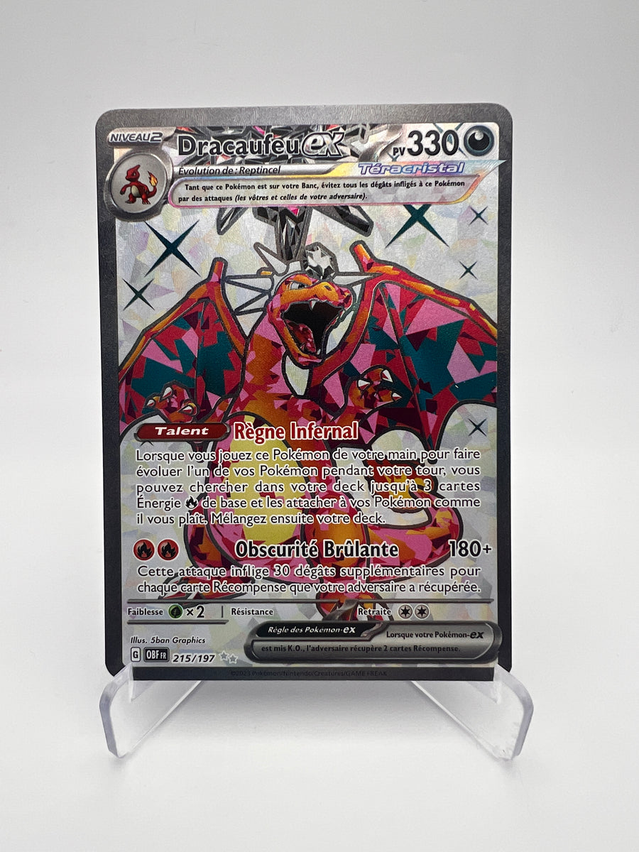 Dracaufeu ex 215/197 – Téracristal – Flammes Obsidiennes – NM – Carte Pokémon