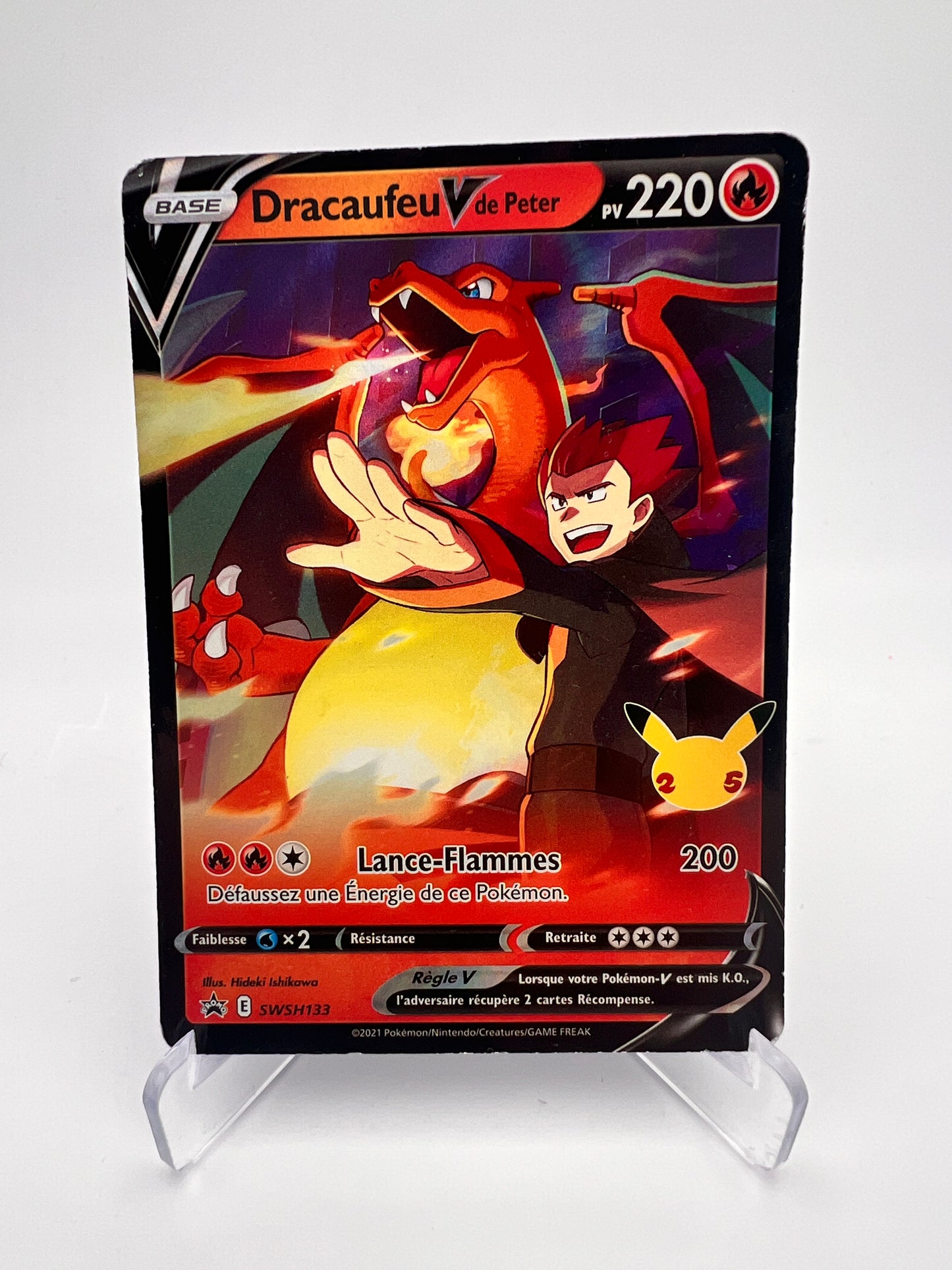 Dracaufeu V de Peter SWSH133 – Promo Black Star Épée et Bouclier – FR – État Correct/Usé – Carte Pokémon