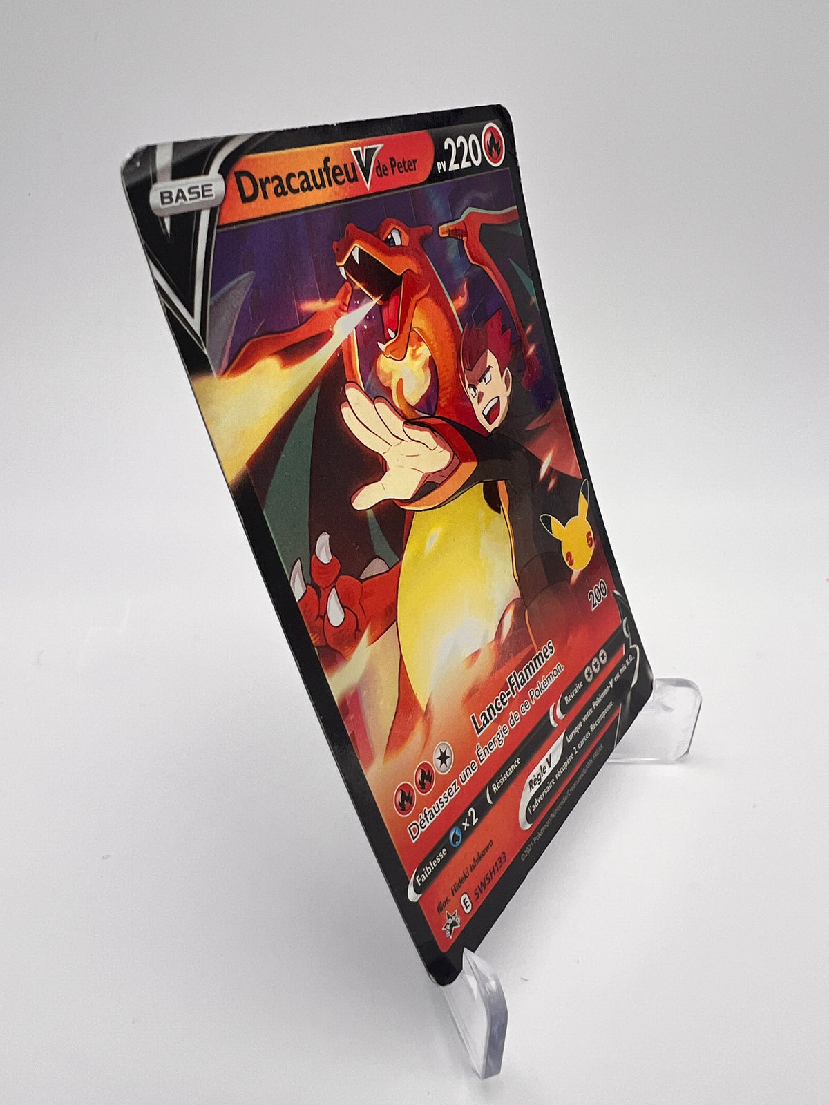 Dracaufeu V de Peter SWSH133 – Promo Black Star Épée et Bouclier – FR – État Correct/Usé – Carte Pokémon