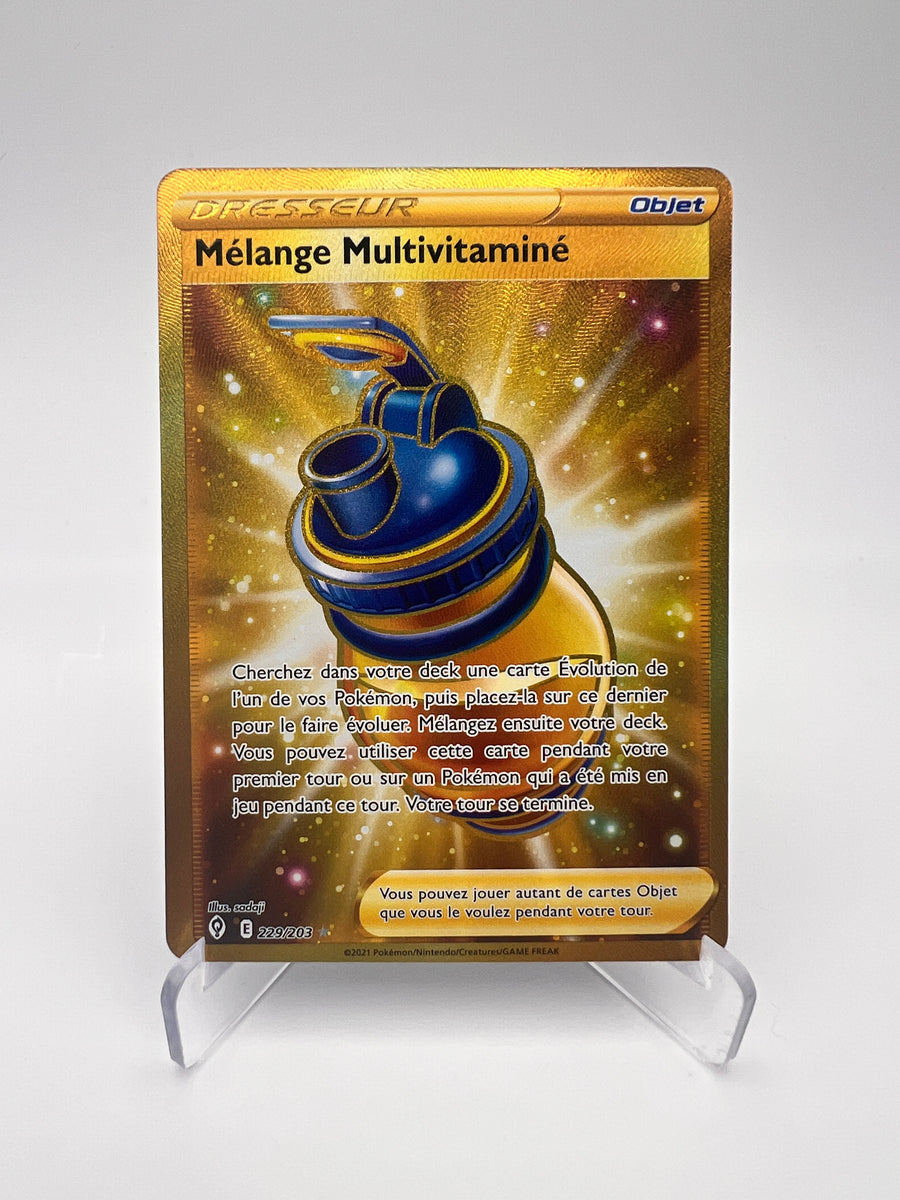 Mélange Multivitaminé 229/203 – Évolution Céleste – FR – Gold Secret Rare – Near Mint