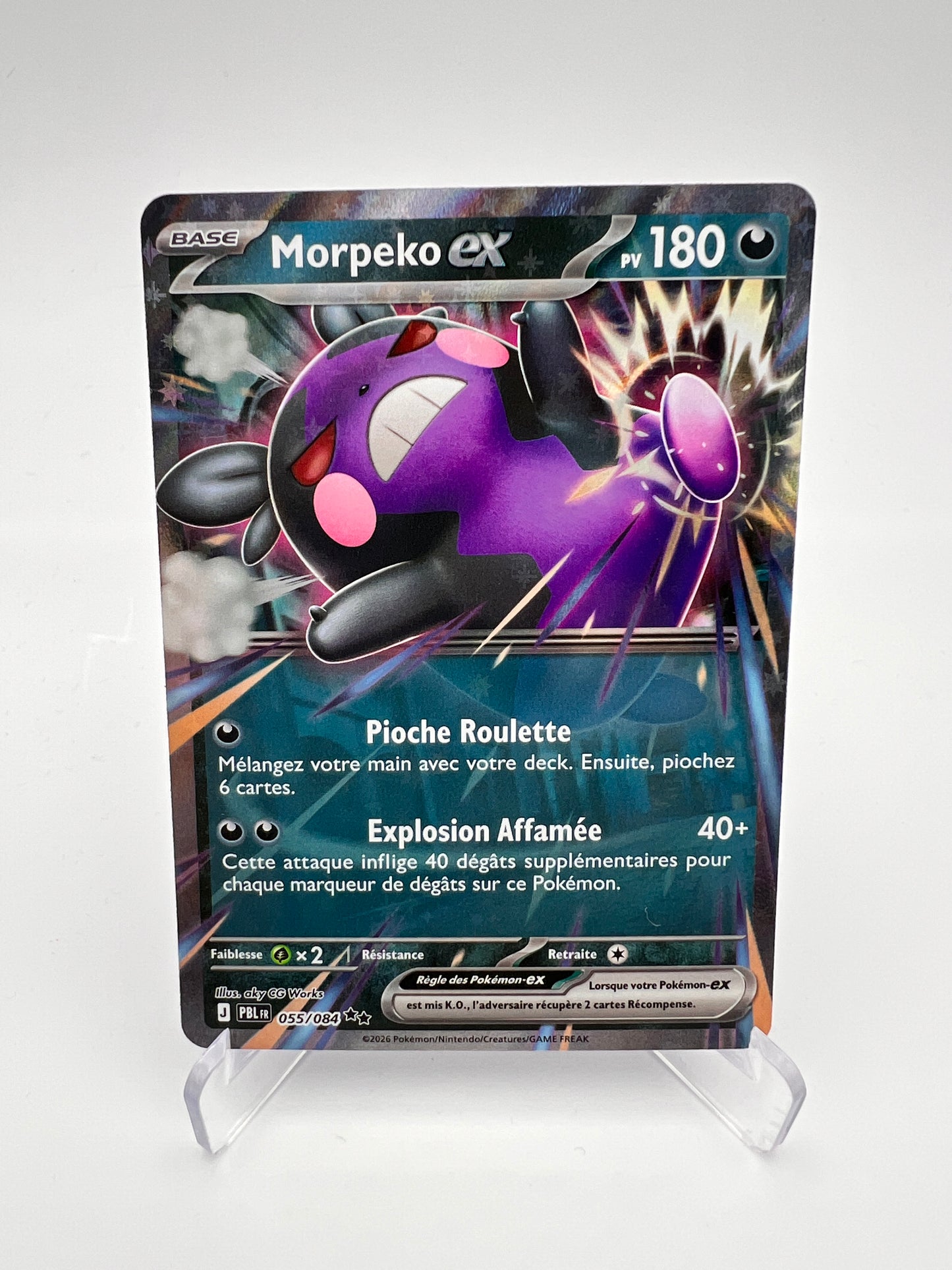 Morpeko ex 055/084 – Double Rare – Nuit Noire (PBL) – Near Mint – Carte Pokémon