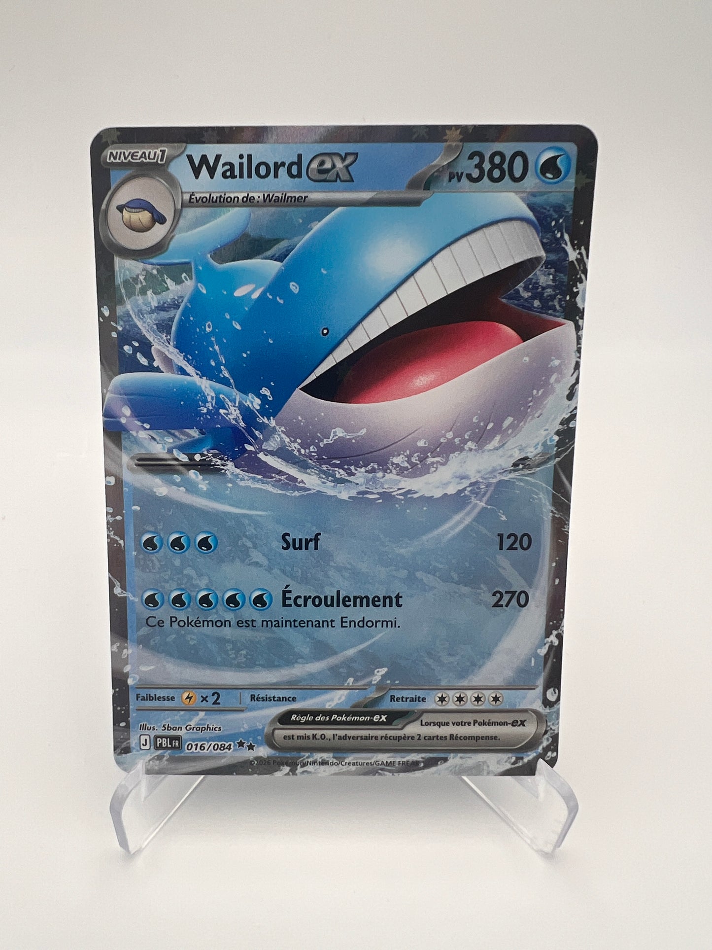 Wailord ex 016/084 – Double Rare – Nuit Noire – Near Mint – Carte Pokémon